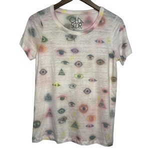 Chaser Evil Eye Tee Womens Small Short Sleeve Graphic T-shirt Crewneck Top